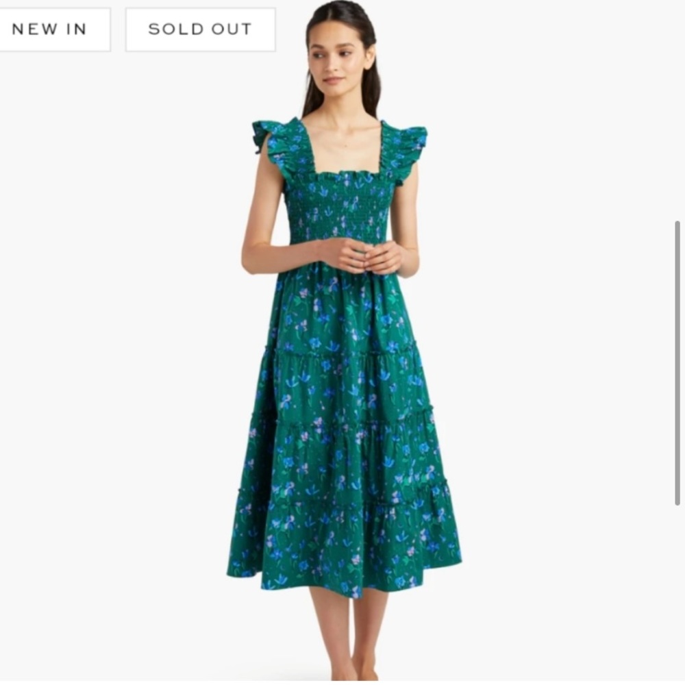 Hill House Home Ellie Nap Dress Emerald Space Floral Print - Rare!